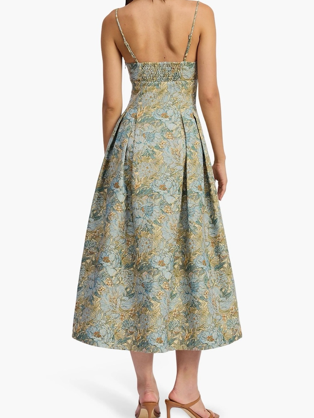 En Saison Floral Jacquard Midi Dress in Blue and Gold NWT size M - Picture 2 of 7